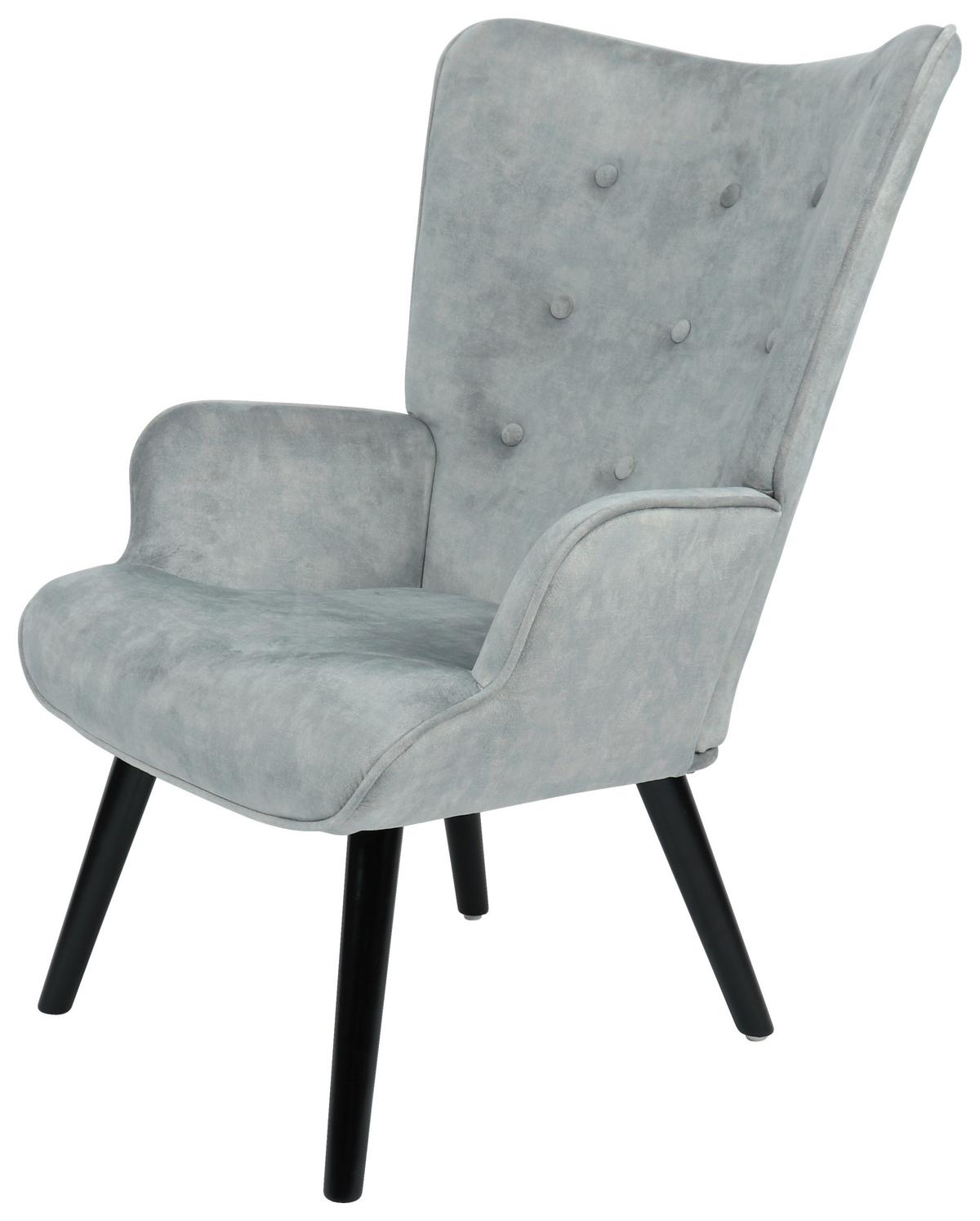 Ohrensessel Luke - Schwarz/Grau, MODERN, Holz/Textil (68/96/74cm)