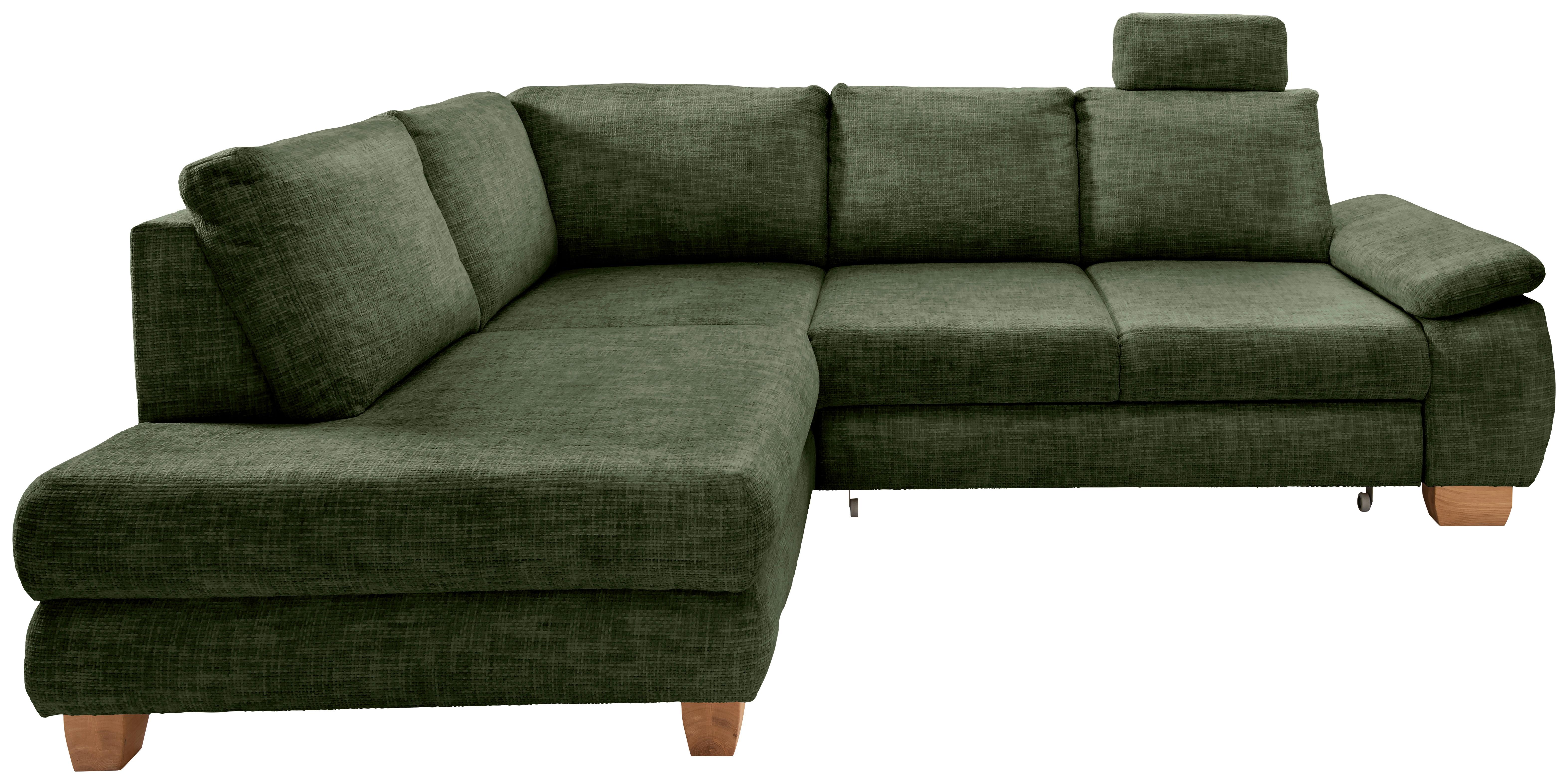 Eckschlafsofa Positano Dunkelgrün S: 206x265 Cm - Wildeiche/Dunkelgrün, MODERN, Textil (206/265cm) - Livetastic