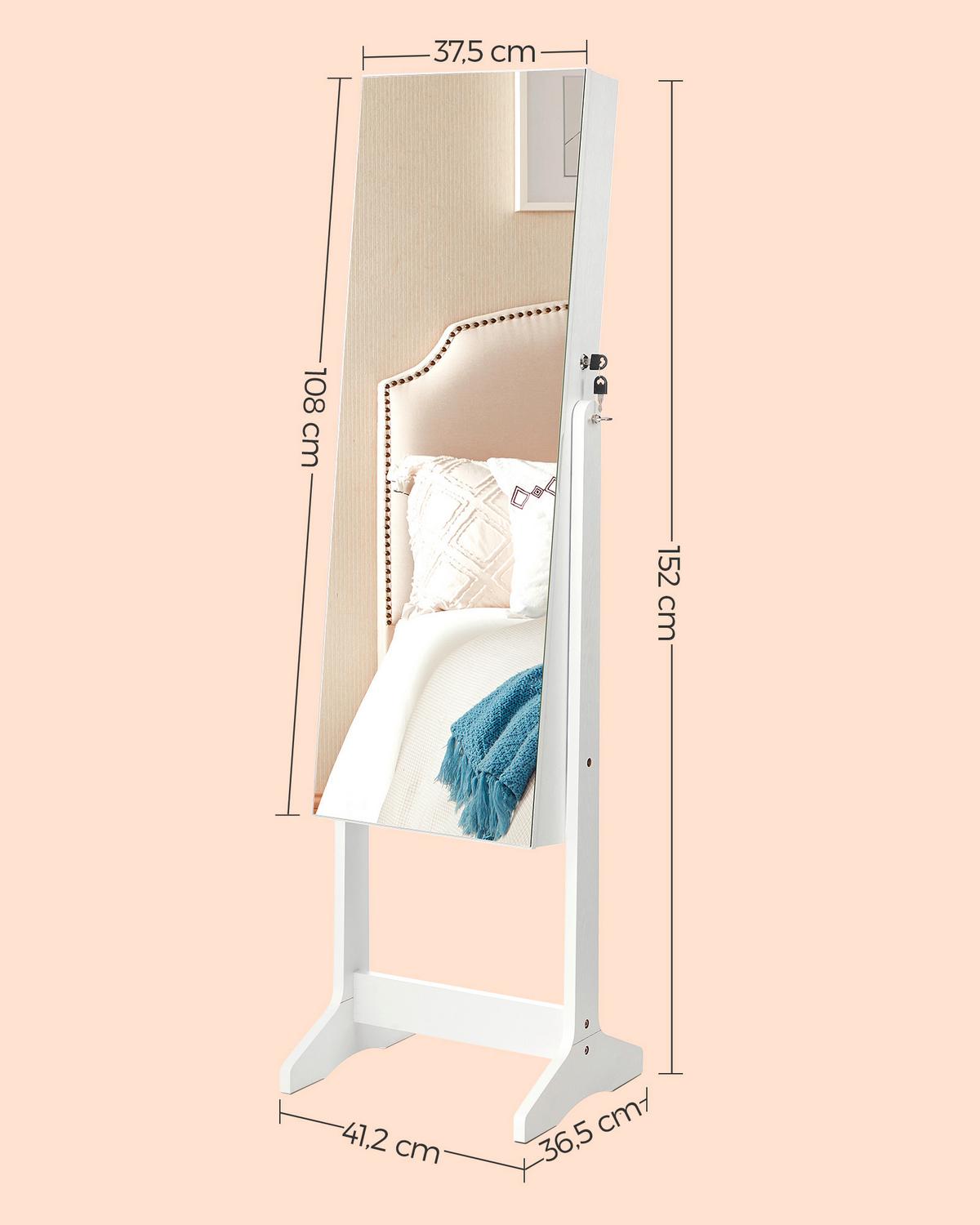 Schmuckschrank Weiß B: 41,2 Cm - Weiß, Basics, Glas/Holzwerkstoff (41,2/152/36,5cm)