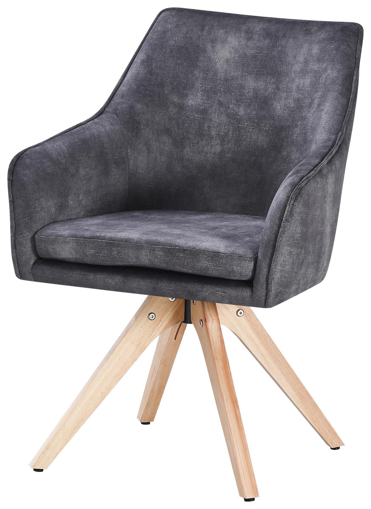 Vierfußstuhl Lisa Schwarz Echtholz Beine - Schwarz/Naturfarben, KONVENTIONELL, Holz/Textil (62/83/63cm)