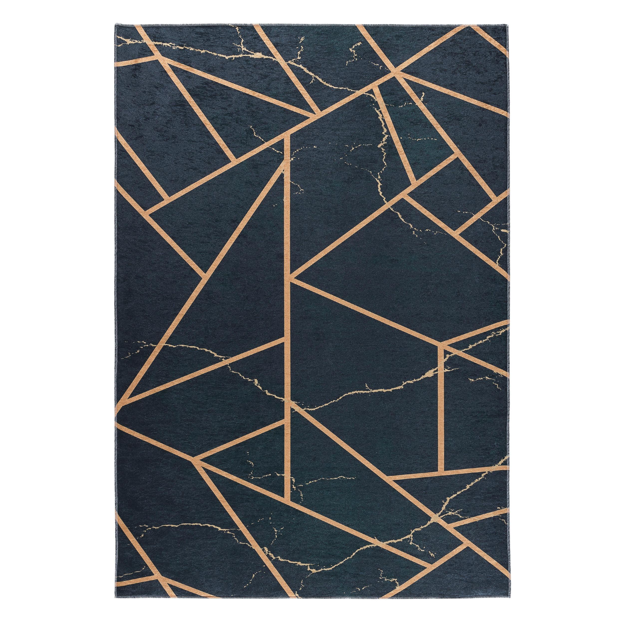 Webteppich Golden/Schwarz Modern Gold 80x150 cm - Goldfarben/Schwarz, MODERN, Textil (80/150cm)