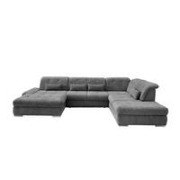 Wohnlandschaft Dalida Anthrazit U: 195x376x254 Cm - Chromfarben/Anthrazit, Design, Textil (195/376/254cm) - Livetastic