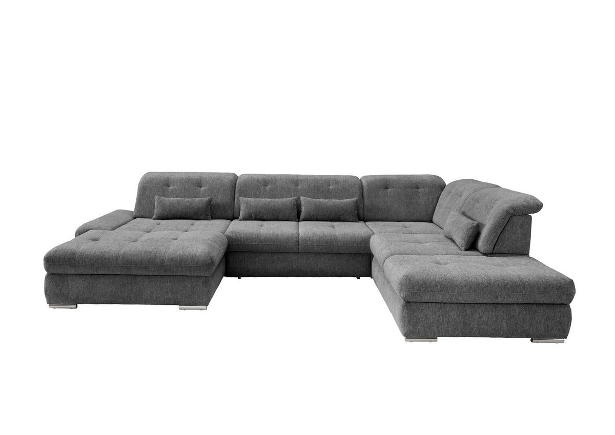 Wohnlandschaft Dalida Anthrazit U: 195x376x254 Cm - Chromfarben/Anthrazit, Design, Textil (195/376/254cm) - Livetastic