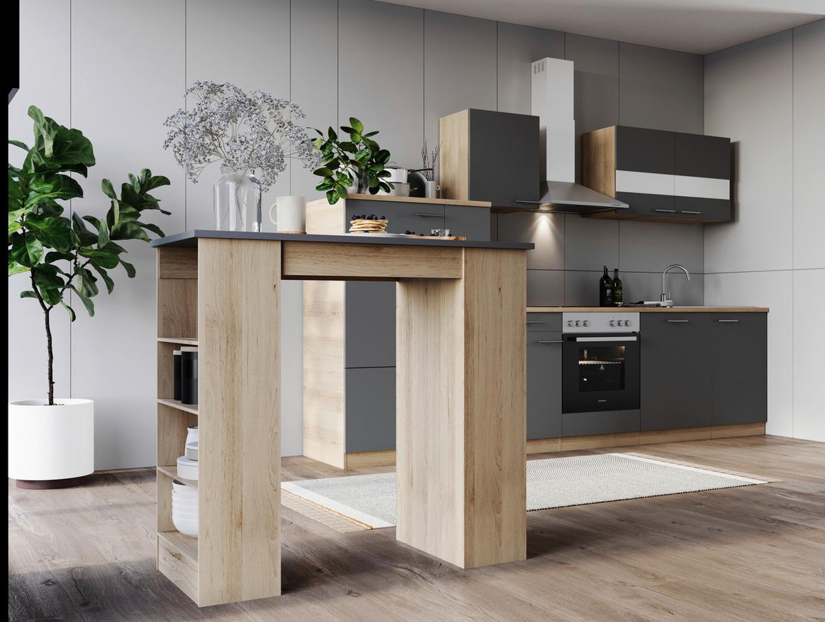 Bartisch Merle Grau/Eiche Dekor L:103cm - Eichefarben/Grau, Design, Holzwerkstoff (103/50/115cm) - Respekta