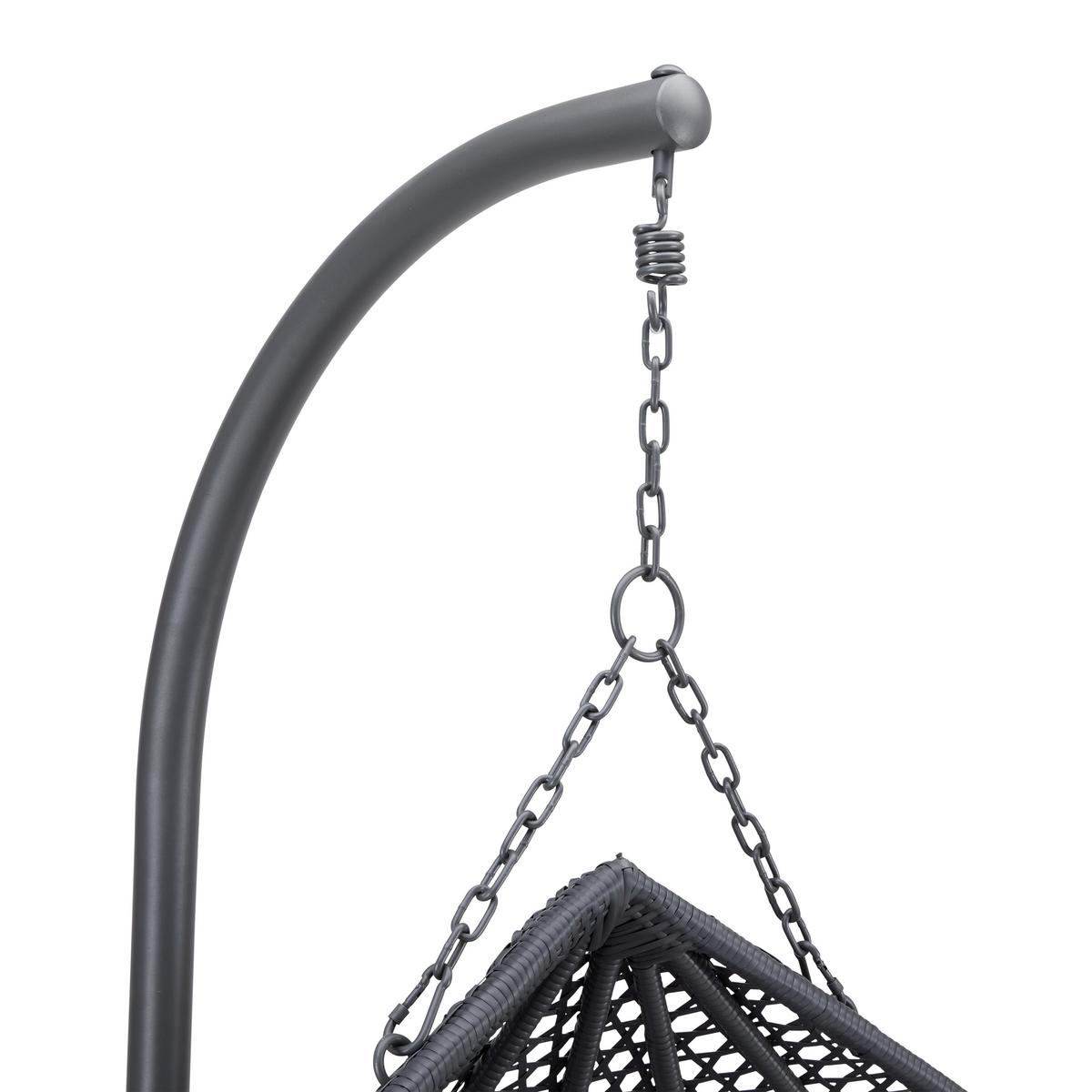 XXL Závěsné křeslo Bari včetně polštářů - šedá/tmavě šedá, Moderní, kov/textil (130/201/116cm) - Bessagi Garden