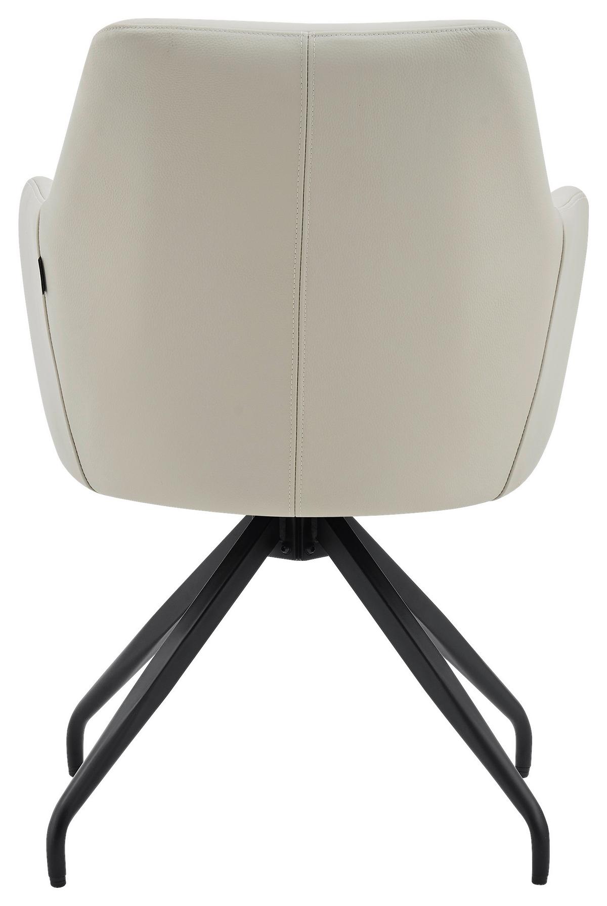 Armlehnstuhl Janette Schwarz/Beige B: 57,5 cm - Beige/Schwarz, MODERN, Leder/Holz (57,5/83,5/63cm) - Livetastic