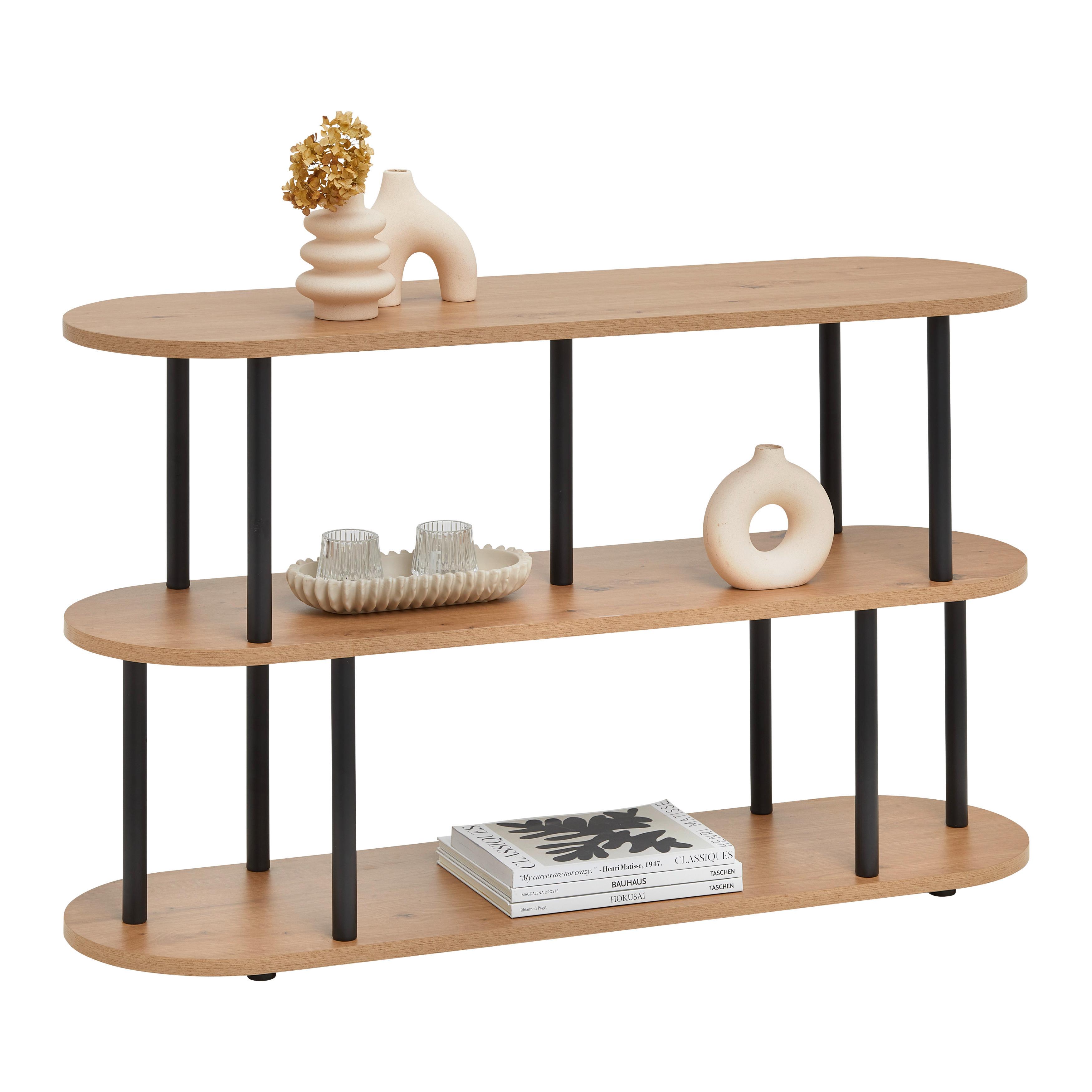 REGÁL NIMO -EXKLUSIV- - čierna/dub artisan, Modern, kov/kompozitné drevo (110/66/32cm) - Mömax