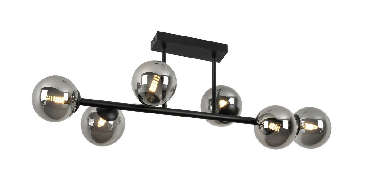 Stropné svietidlo Lisib,Š/V: 85/28cm,čierna - čierna/chrómová, Modern, kov/sklo (85/28/27cm) - Modern Living