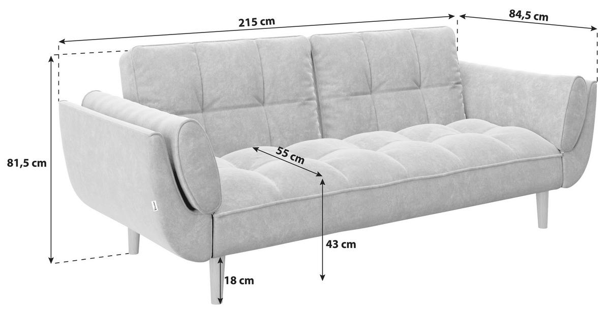 2-Sitzer-Sofa mit Schlaffunkt. Scarlett Anthrazit Samt - Anthrazit, KONVENTIONELL, Textil (215/81,5/84,5cm) - Playboy