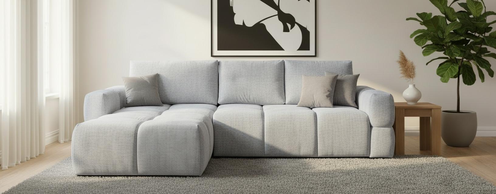 ECKSOFA Taremi, Silberfarben 173x299 - Silberfarben/Schwarz, Design, Textil (173/299cm) - Stylife