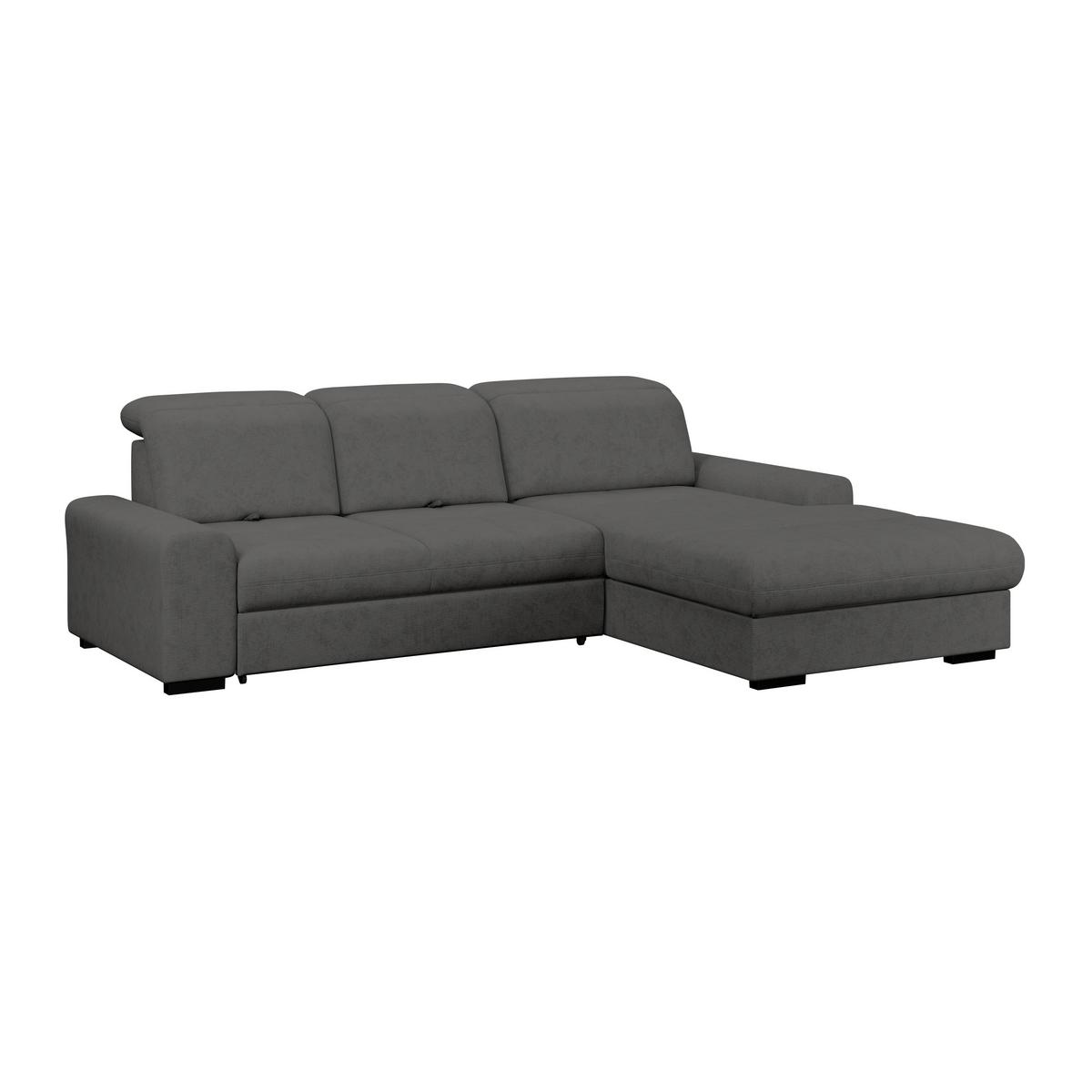 Ecksofa mit Bettfunktion Malaga new Chenille graphit - Schwarz/Graphitfarben, KONVENTIONELL, Textil (286/203cm) - Ondega