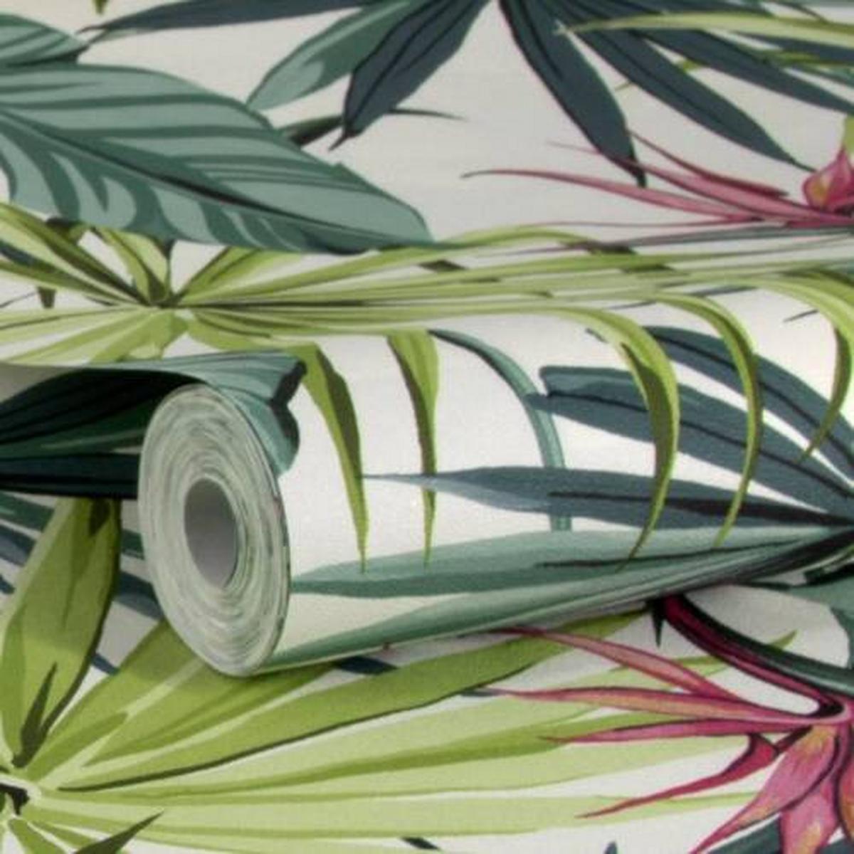 Vliestapete Bird Of Paradise Flower - Grün, Basics, Papier/Kunststoff (52/1005cm)