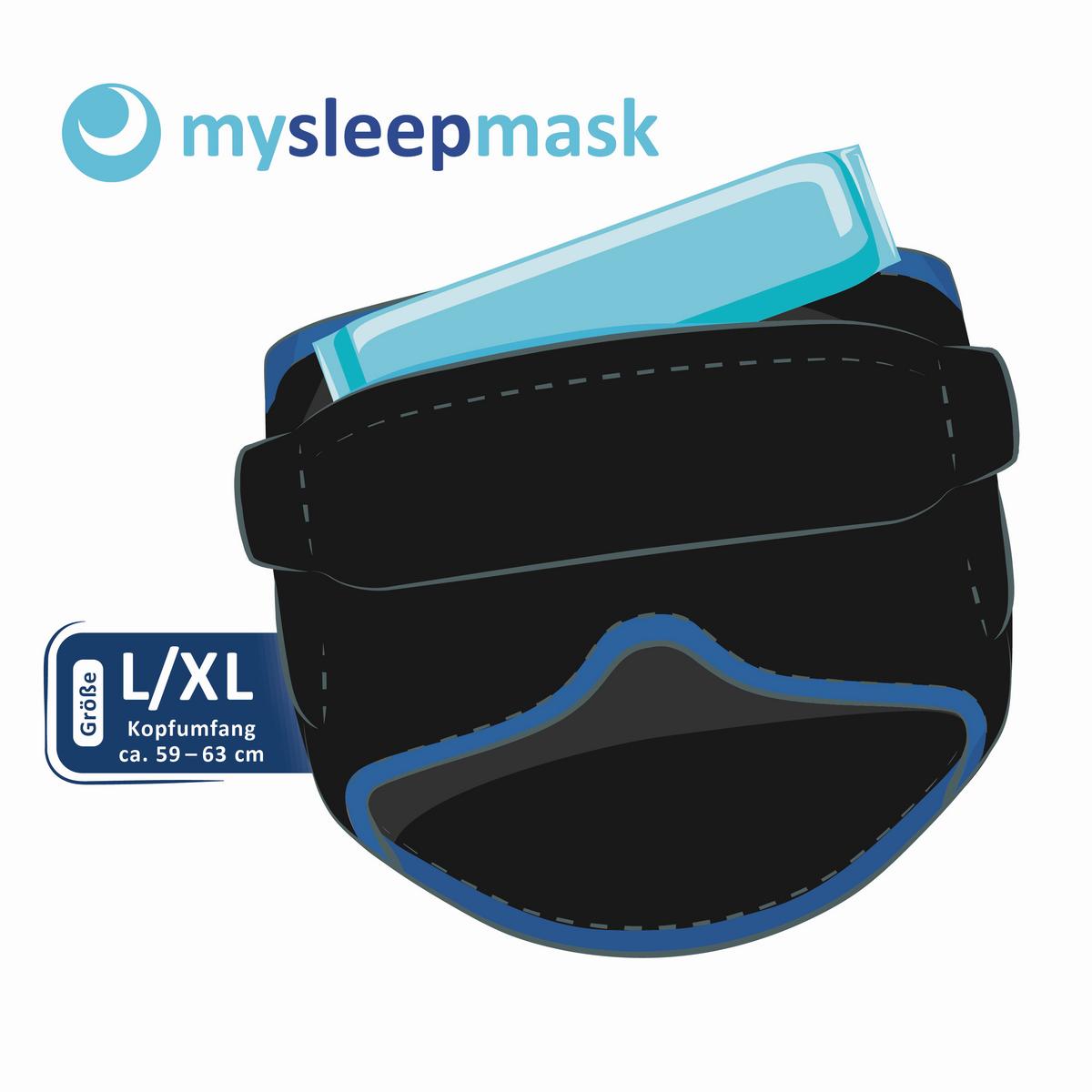 SCHLAFMASKE MYSLEEPMASK L/XL SCHWARZ/BLAU - Blau/Schwarz, Basics, Textil (28/19/1cm)