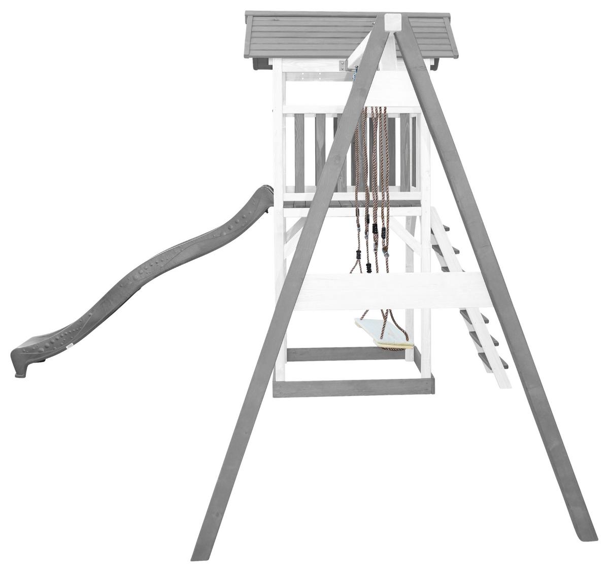 Spielturm A025.122.82 - Weiß/Grau, KONVENTIONELL, Holz/Kunststoff (356,6/241,9/349cm) - Ambia Garden
