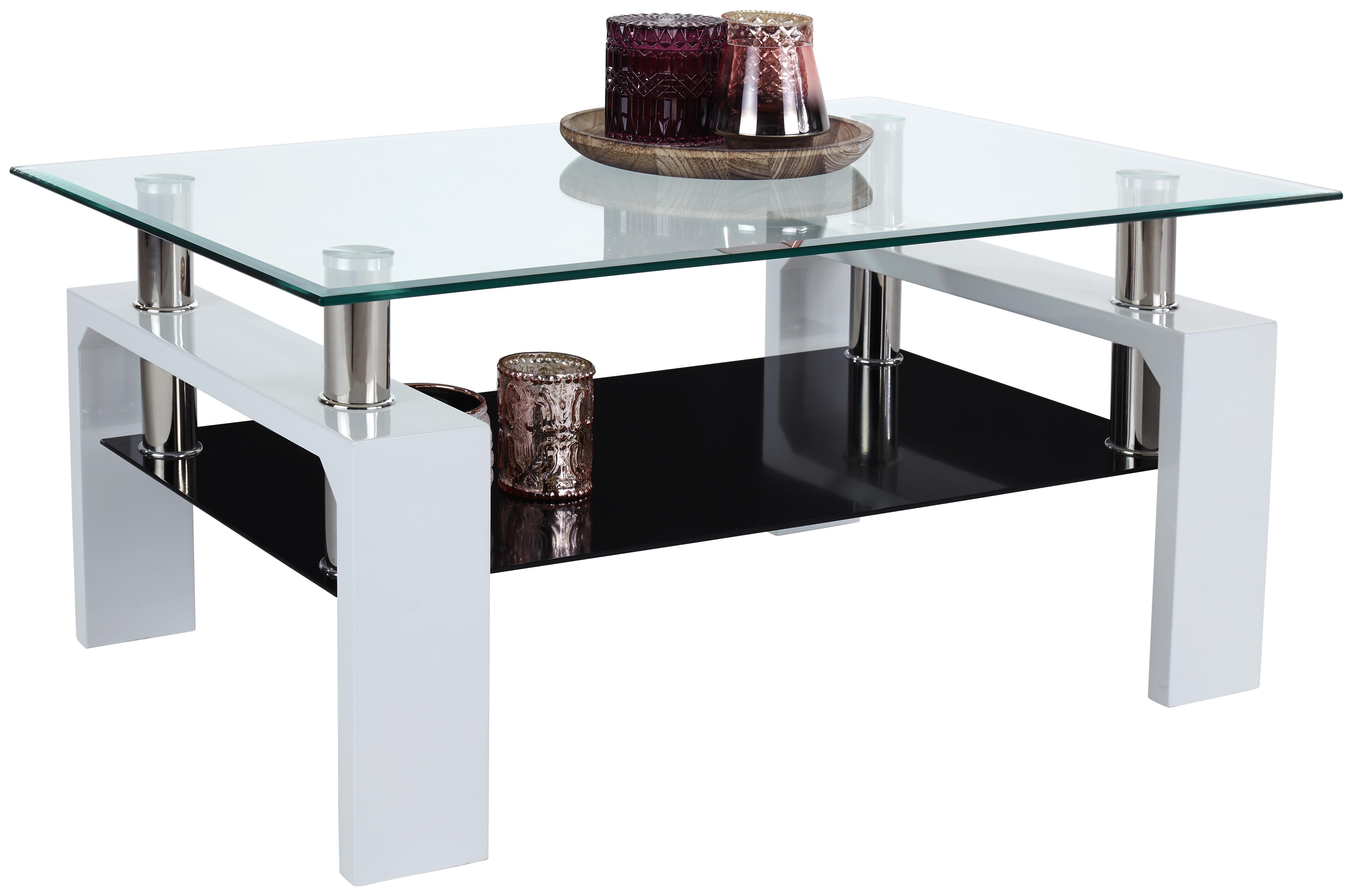 Couchtisch Silvia - Klar/Schwarz, MODERN, Glas/Holzwerkstoff (100/45/60cm)