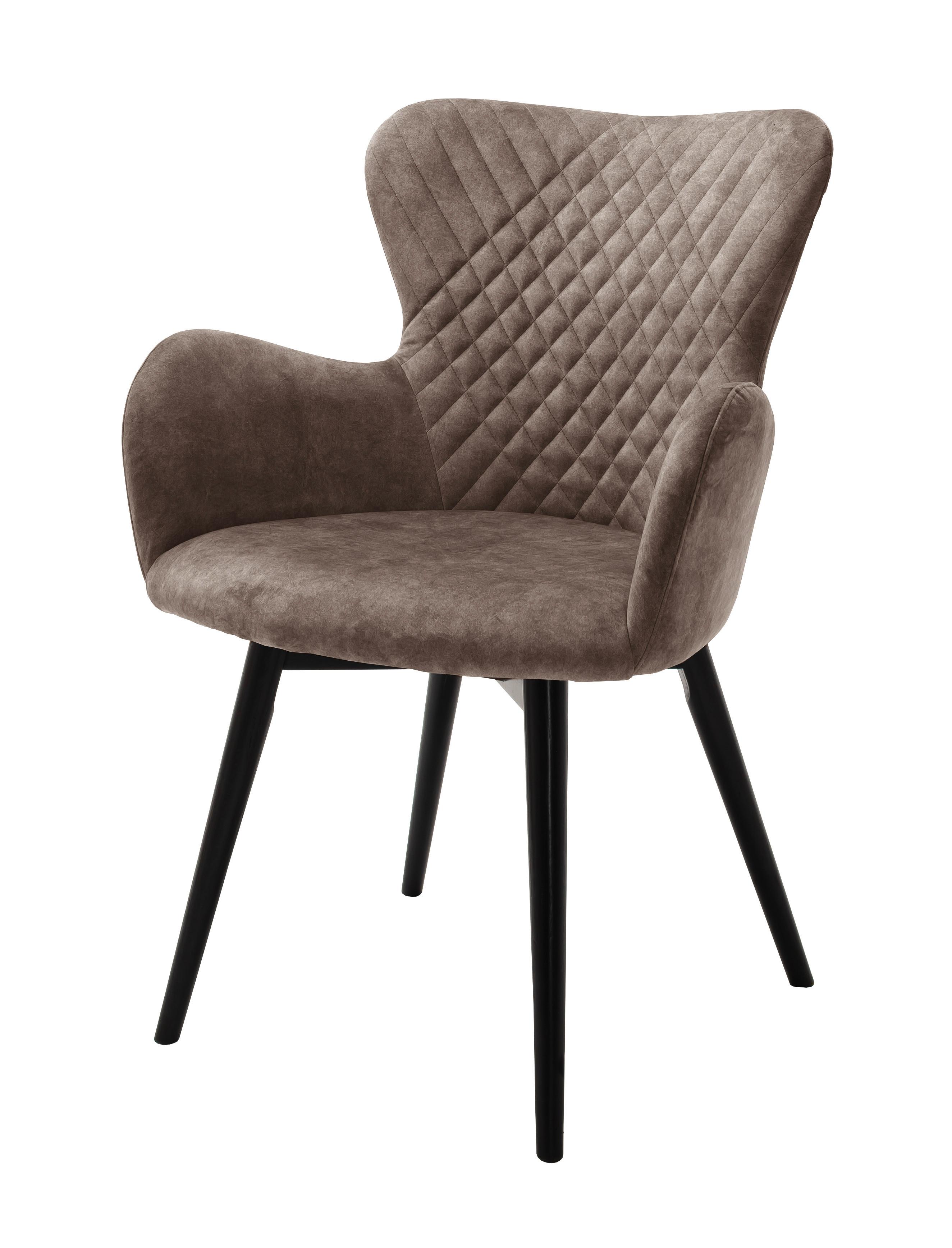 Armlehnstuhl Sarander Cappuccino/Schwarz Gepolstert - Schwarz/Cappuccino, Basics, Holz/Textil (62/87/65cm) - MID.YOU