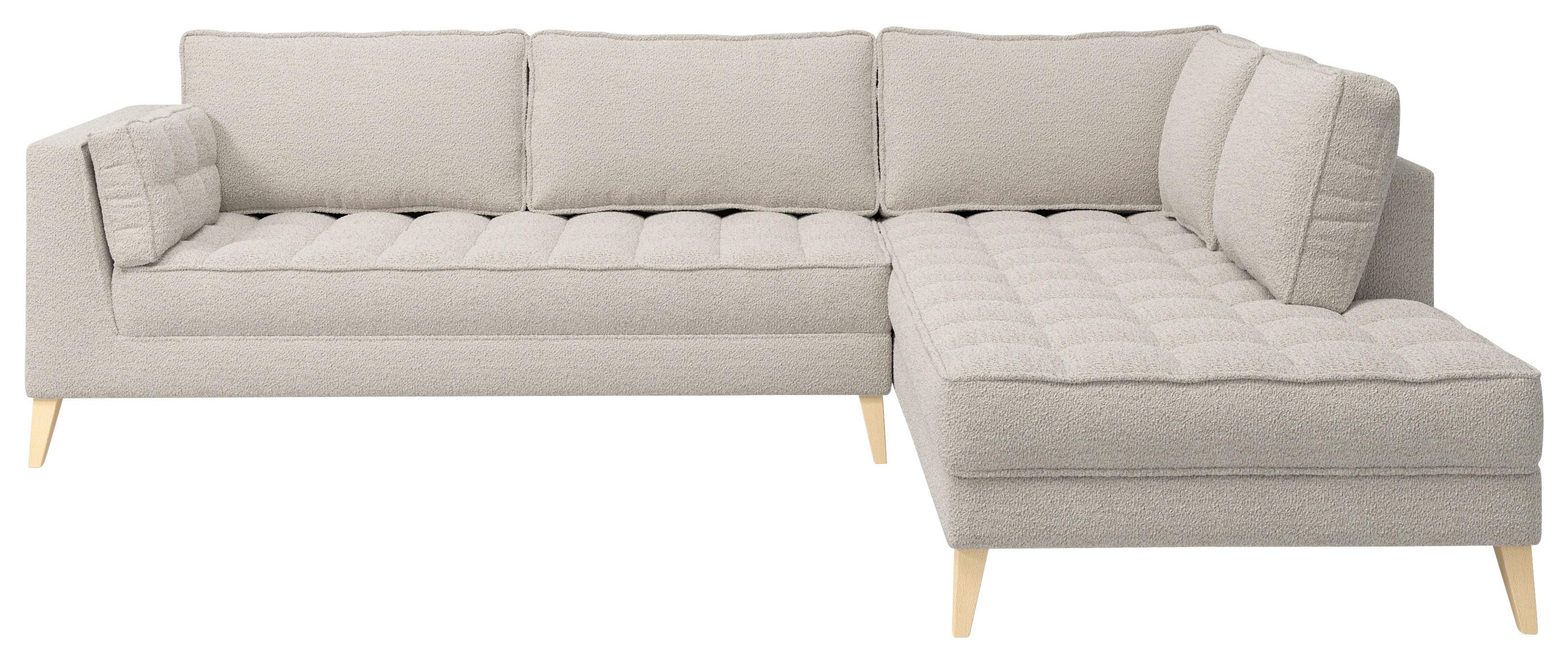 Rohová sedačka DOTI, pravá, bílá - bílá/přírodní barvy, Design, kompozitní dřevo/textil (310/204cm) - MID.YOU