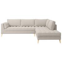 Rohová sedačka DOTI, pravá, bílá - bílá/přírodní barvy, Design, kompozitní dřevo/textil (310/204cm) - MID.YOU