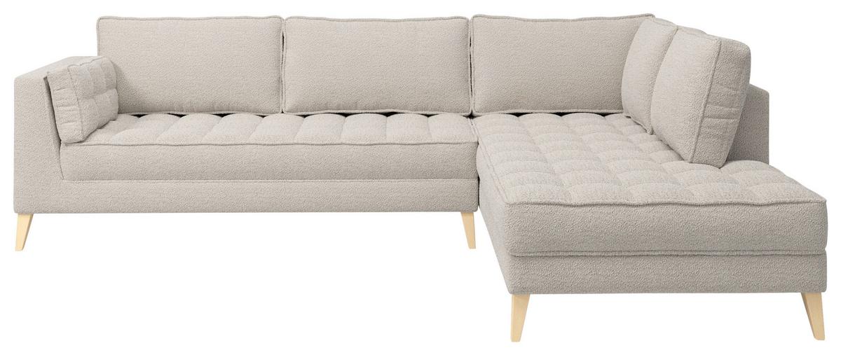 Rohová sedačka DOTI, pravá, bílá - bílá/přírodní barvy, Design, kompozitní dřevo/textil (310/204cm) - MID.YOU