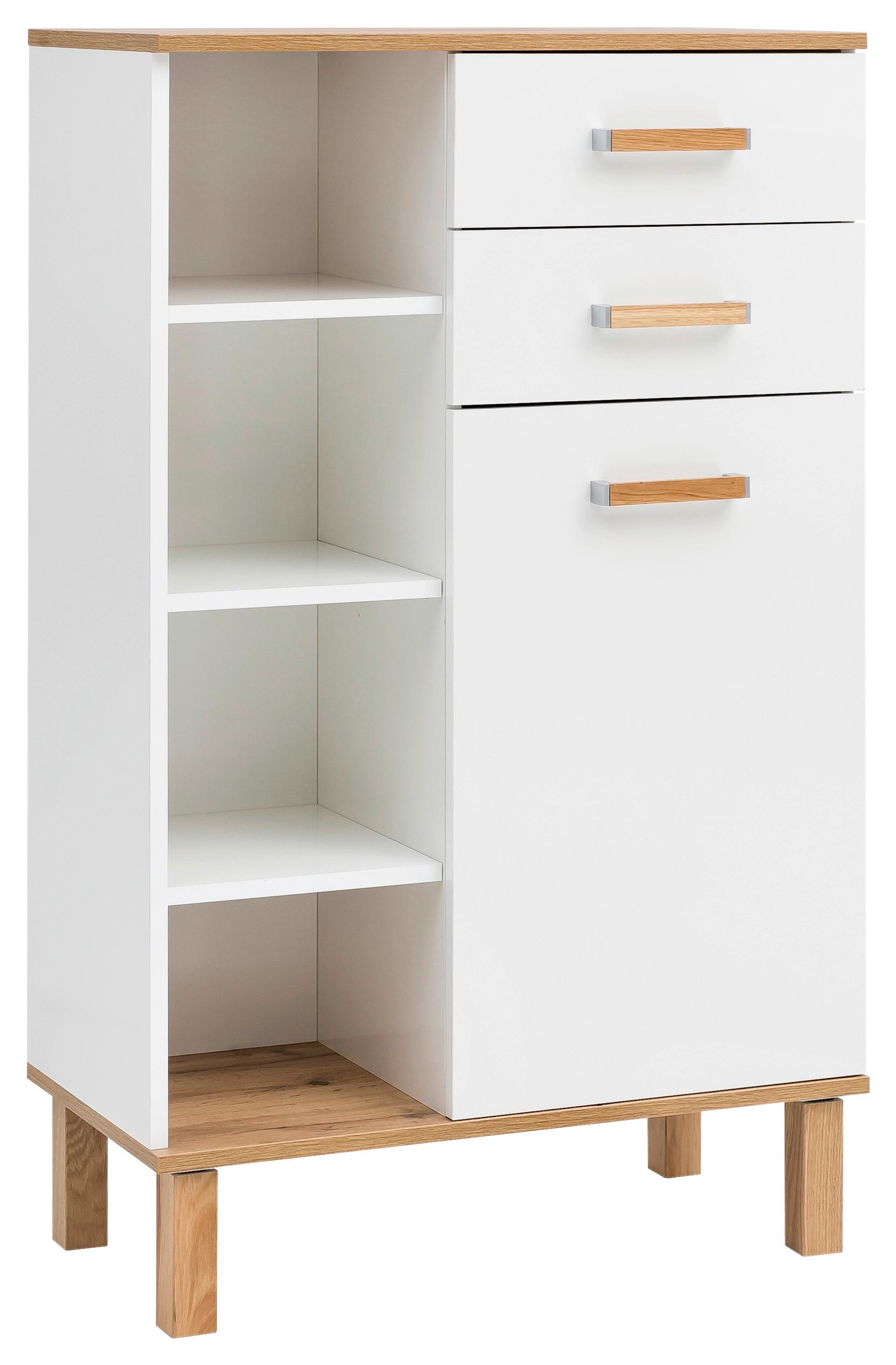Midischrank mit Laden Padua B: 67 cm Weiß/Eiche Dekor
