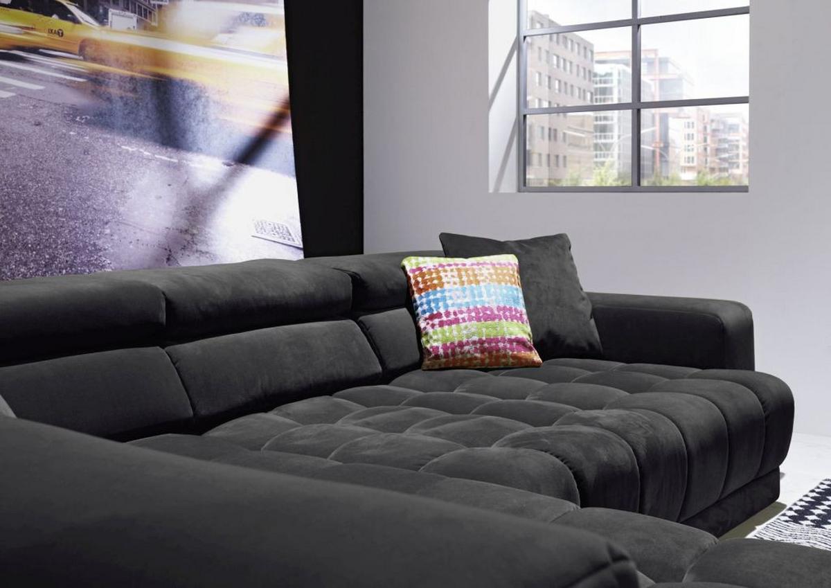 Rohová sedačka IBA, levá, el. polohovatelná, antracitová - antracitová, Lifestyle, kov/textil (222/323cm) - Premium Living