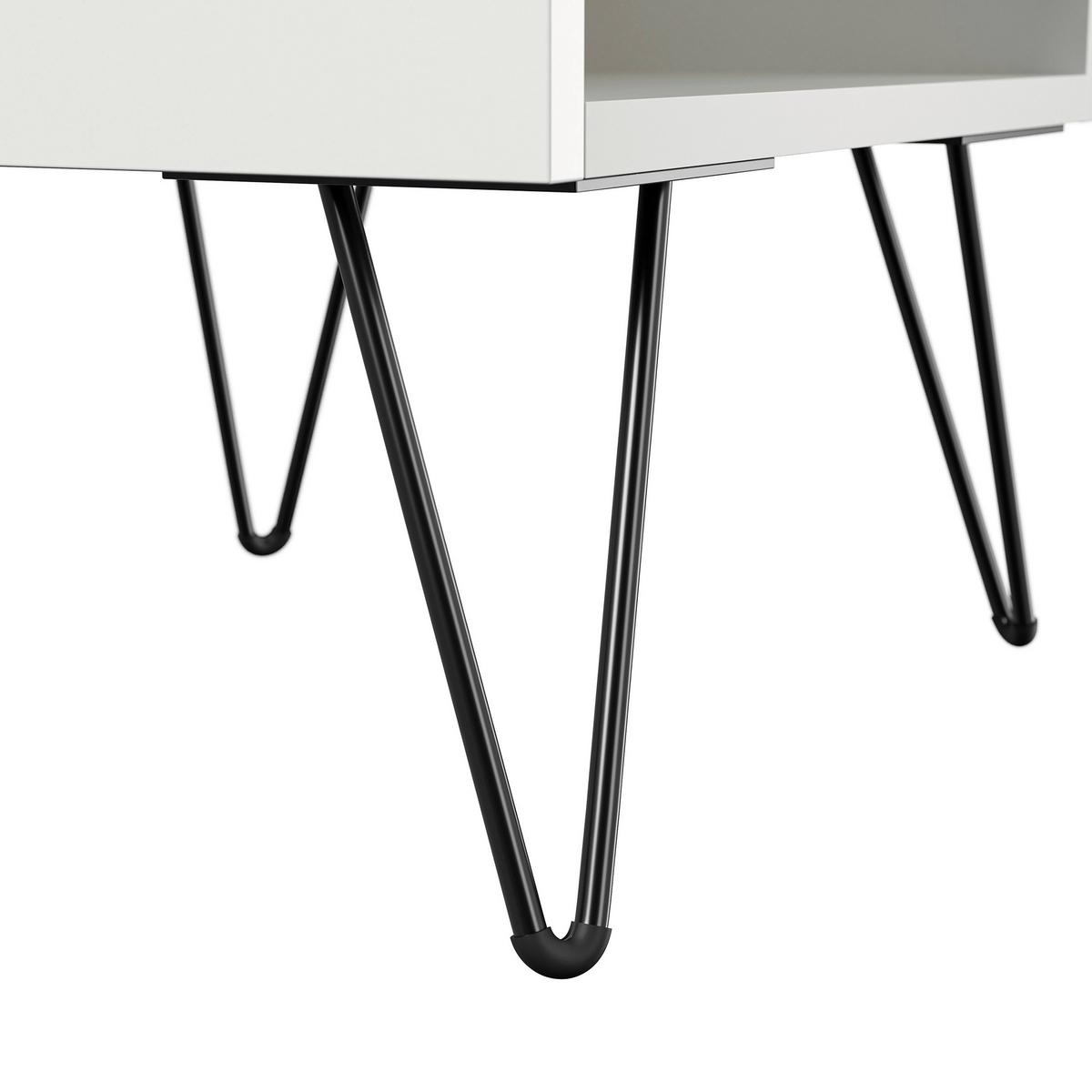Sideboard Posseik Industrial Weiß B: 199 cm - Weiß Hochglanz/Schwarz, Design, Holzwerkstoff (199/75,8/42cm) - MID.YOU