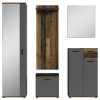 Garderobe Jakob 5-Teilig Alteiche/Anthrazit B: 49 cm - Alteiche/Anthrazit, Design, Glas/Holzwerkstoff (49/196/30cm) - MID.YOU