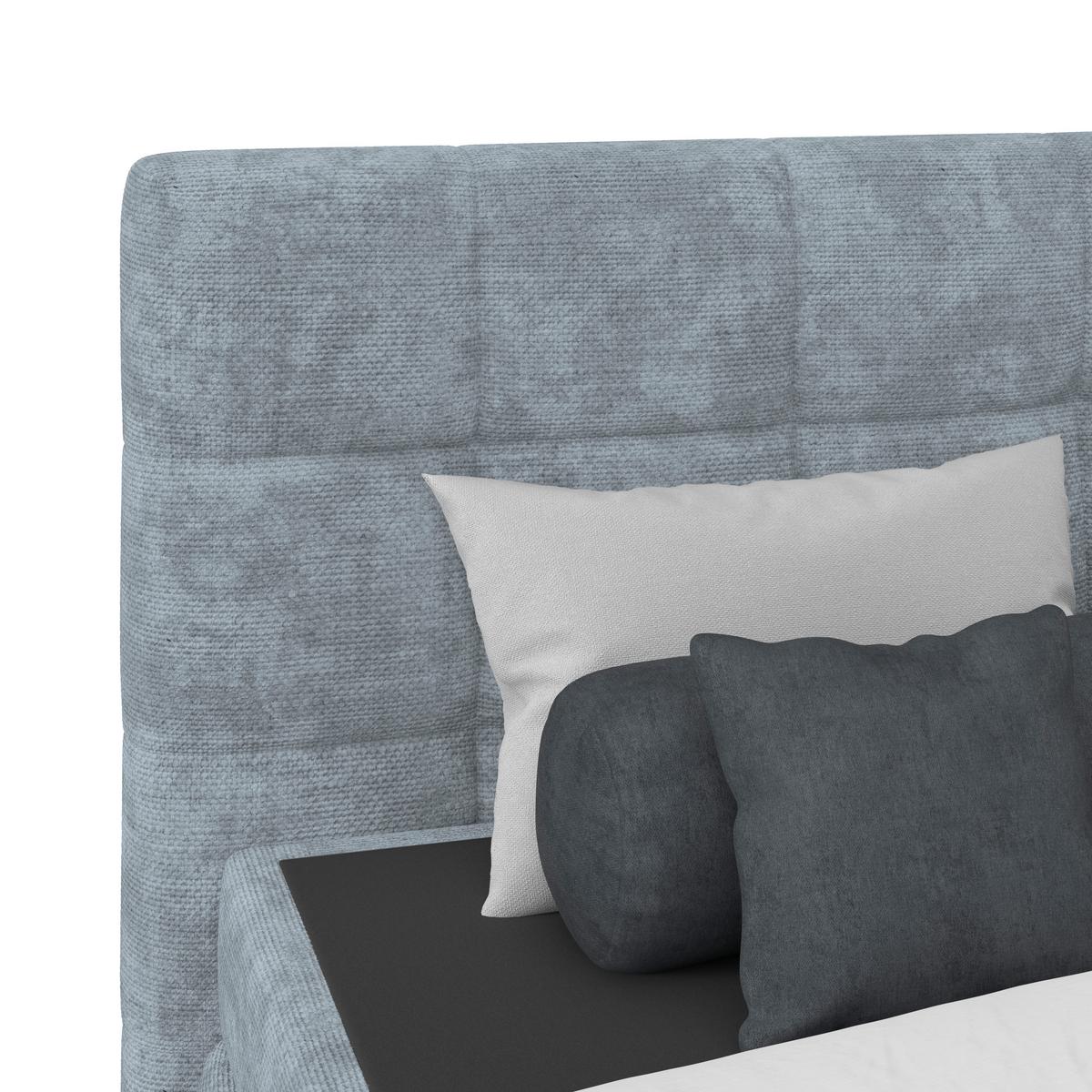 Čalouněná postel VEGA 180x200 cm, světle modrá - černá/světle modrá, Trend, dřevo/textil (180/200cm)