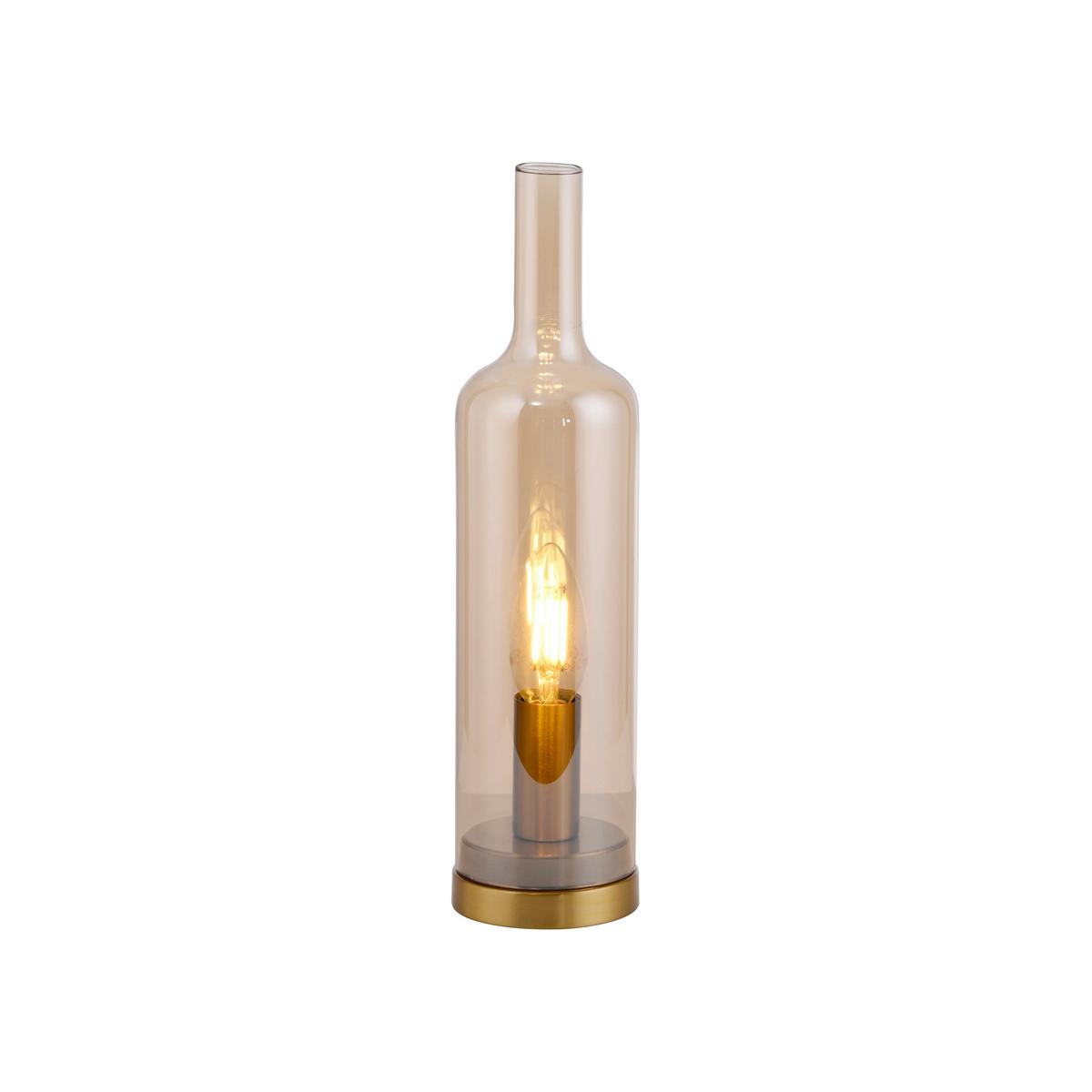 Tischleuchte, E14 14006-27 - Beige, Design, Glas/Kunststoff (8,5/8,5/34cm)