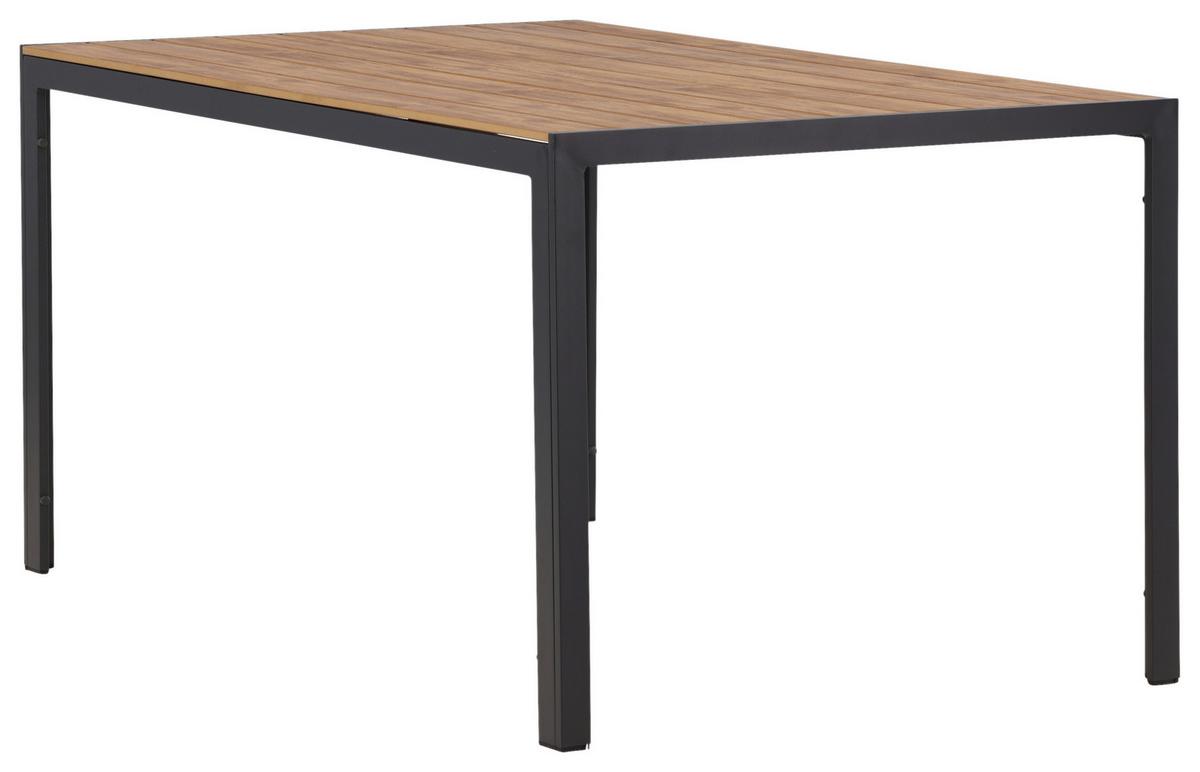 Gartentisch Break Aluminium L: 150cm - Schwarz/Naturfarben, KONVENTIONELL, Holz/Metall (150/90/75cm) - Gardenson