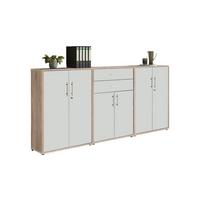 Aktenschrank Office Edition Weiß/Eiche Dekor B: 253,2cm - Eichefarben/Weiß, MODERN, Holzwerkstoff (253,2/113,6/33cm) - MID.YOU