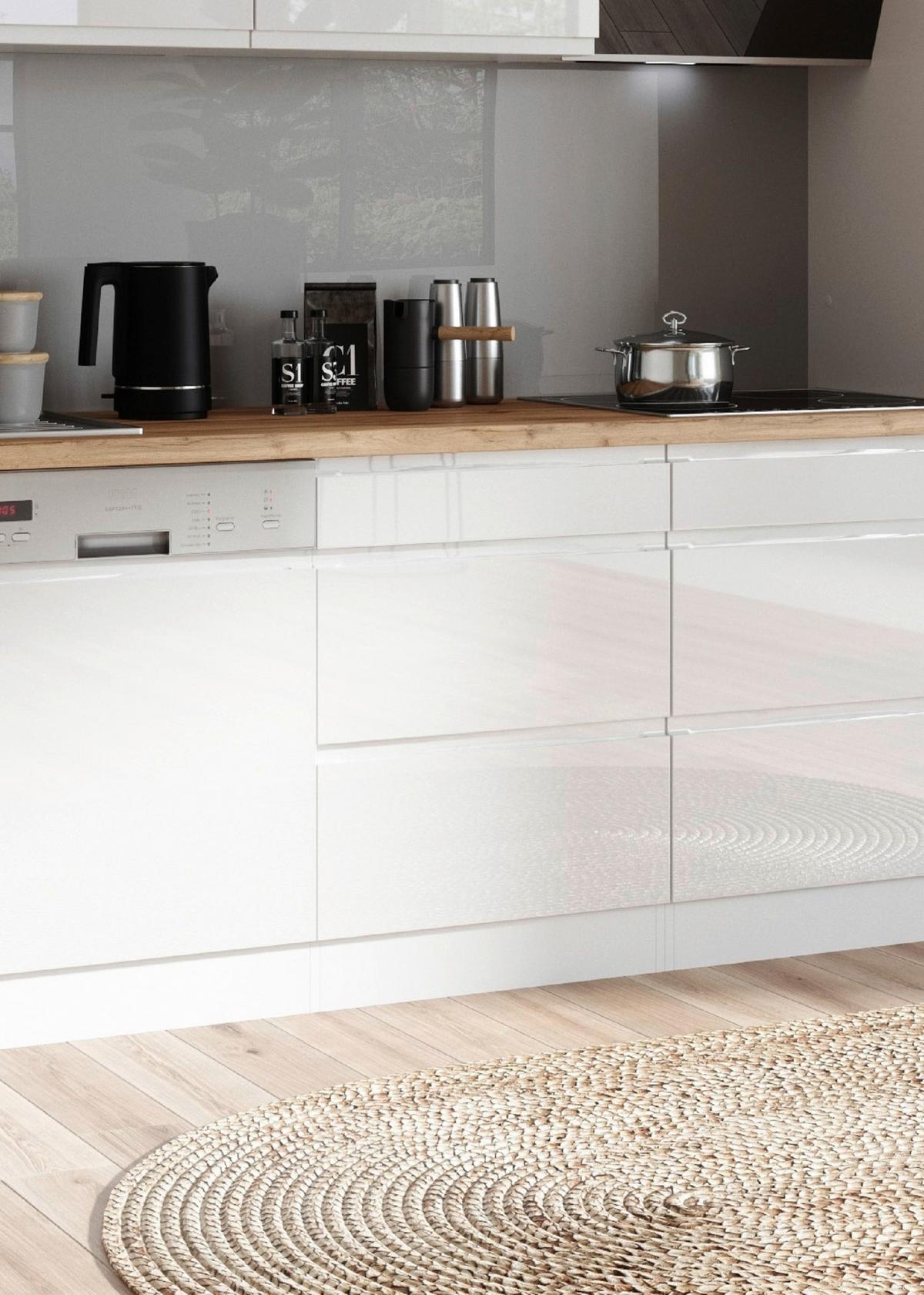 Küchenunterschrank Monza B: 60 Cm Weiß/eiche Dekor - Weiß Hochglanz/Eiche Wotan, LIFESTYLE, Holzwerkstoff (60/86/60cm) - Held