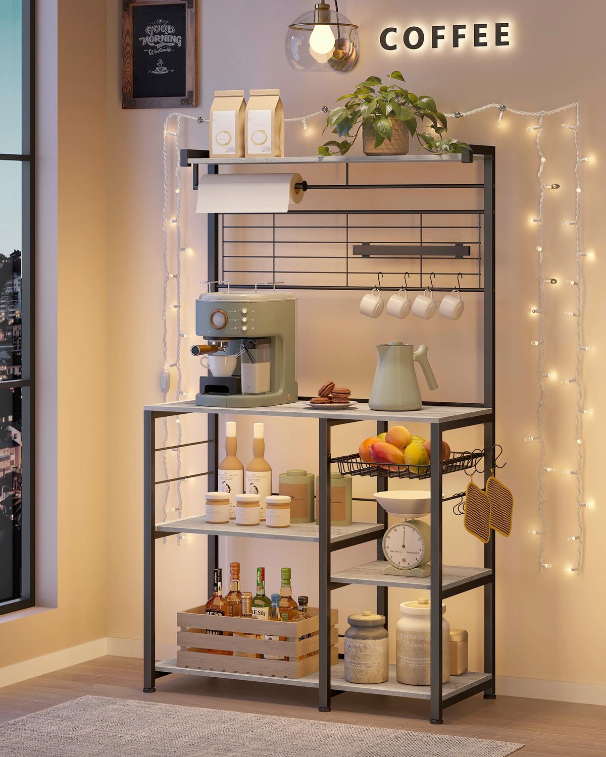 REGAL KITCHEN SHELF - Greige/Schwarz, MODERN, Holzwerkstoff/Metall (90/167/42cm) - MID.YOU
