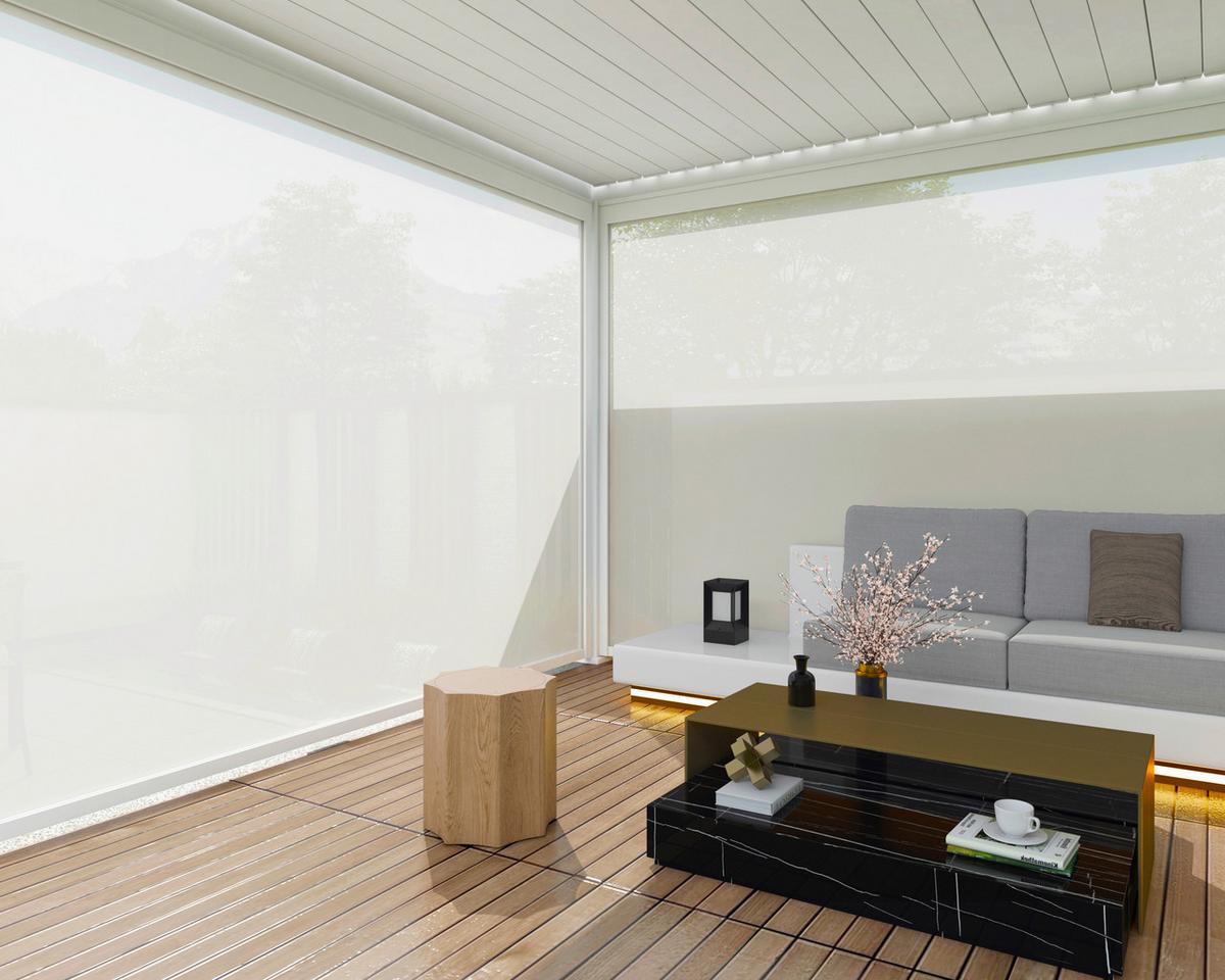 Pavillon-Rollo 360x235cm wetterfest - Weiß, Basics, Textil/Metall (360/235/10cm) - Gardenson