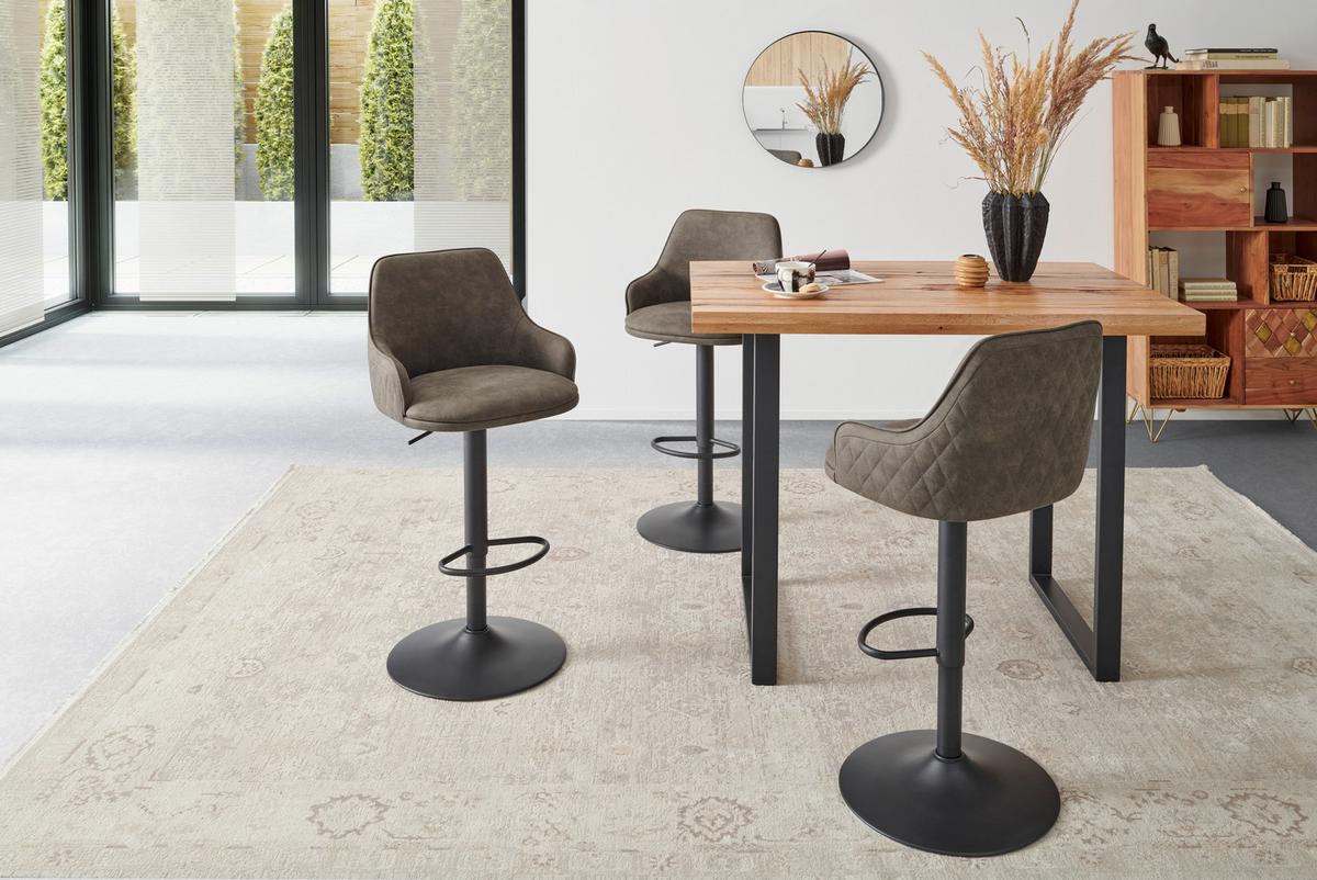 Barhocker Höhenverstellbar Mit Lehne Weda Webstoff Grau - Schwarz/Grau, KONVENTIONELL, Textil/Metall (50/90-111/51cm) - MID.YOU