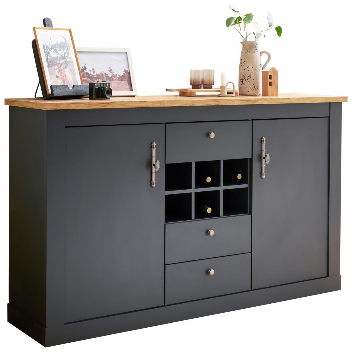 Sideboard Catania Anthrazit/Eiche Dekor B: 169cm - Anthrazit/Eiche Wotan, Design, Holzwerkstoff (169/104/45cm) - MID.YOU