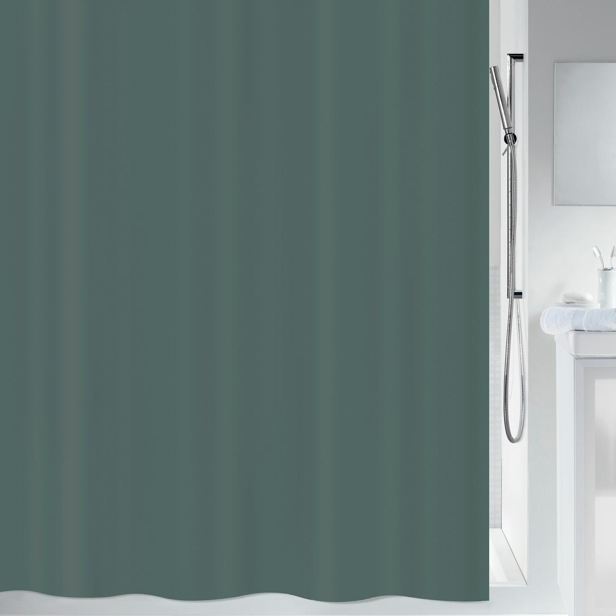 Duschvorhang in Dunkelgrün 180x200 cm - Dunkelgrün, Basics, Textil (180/200cm) - Spirella