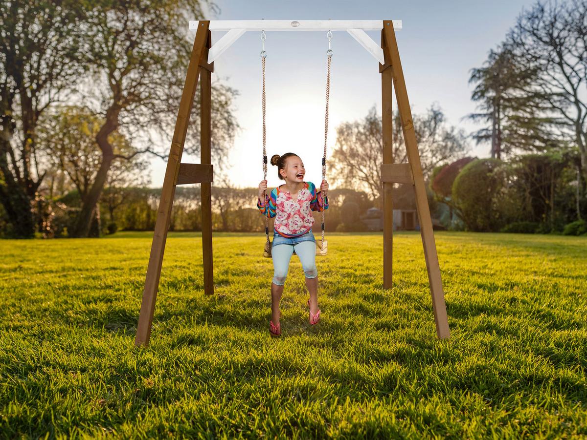 Schaukel A030.136.03 - Braun/Weiß, KONVENTIONELL, Holz (181/207/160cm) - Ambia Garden