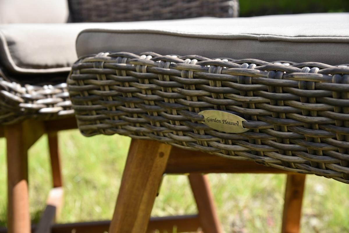 Loungesessel 3-tlg. Calvia Mit Kissen - Beige/Braun, Basics, Holz/Kunststoff (65/95/85cm) - Gardenson