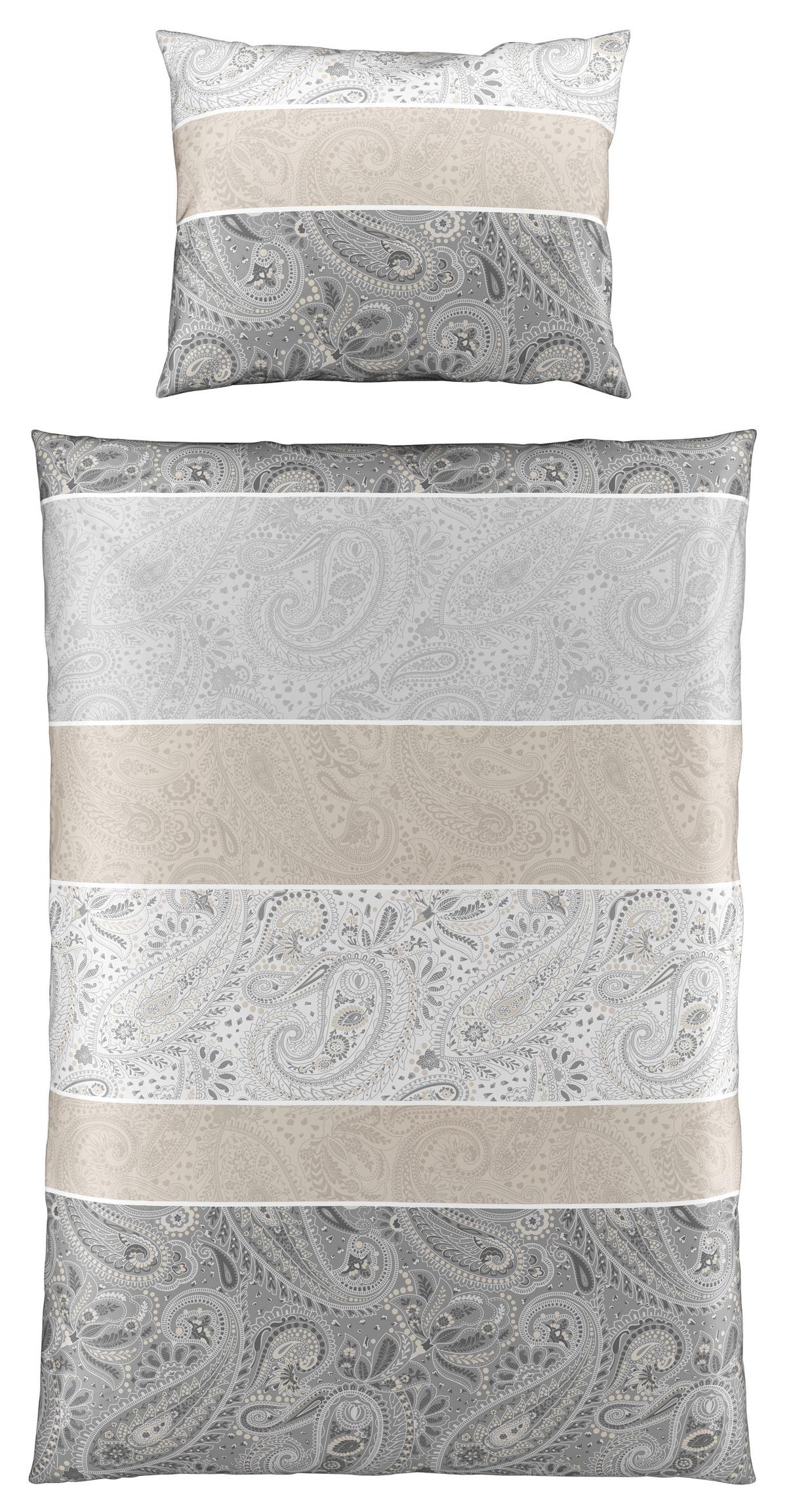 Ágyneműhuzat-garnitúra Martina - ezüst/taupe, Romantik / Landhaus, textil - James Wood