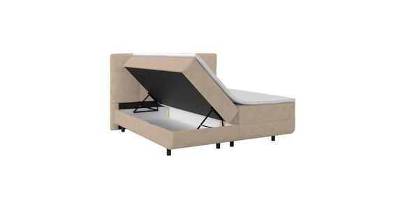 Polsterbett mit Bettkasten 160x200 cm London Beige - Beige/Schwarz, MODERN, Holzwerkstoff/Textil (160/200cm) - Luca Bessoni