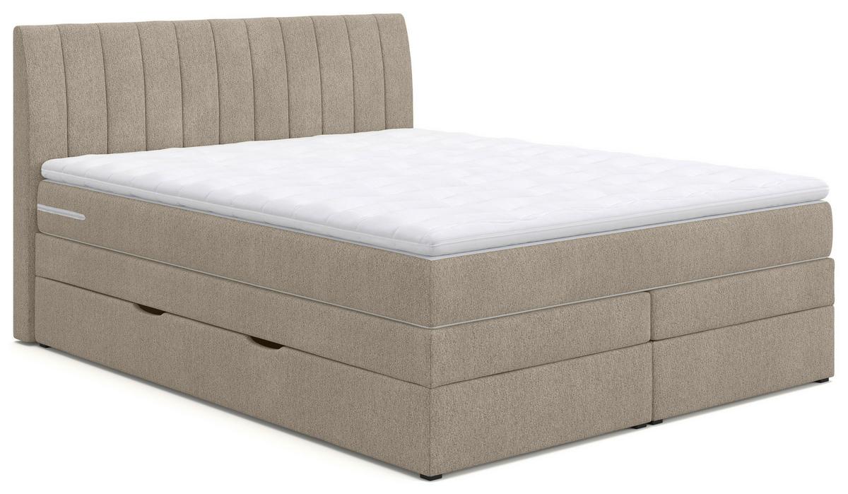 Boxspring Ágy Shark Bxb 160/200 Cm - bézs, Modern, faalapú anyag/textil (160/200cm)