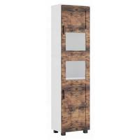 Hochschrank Nilari Weiß/Eichefarben B: 38cm - Eichefarben/Weiß, Trend, Glas/Holzwerkstoff (38/165/28cm) - MID.YOU
