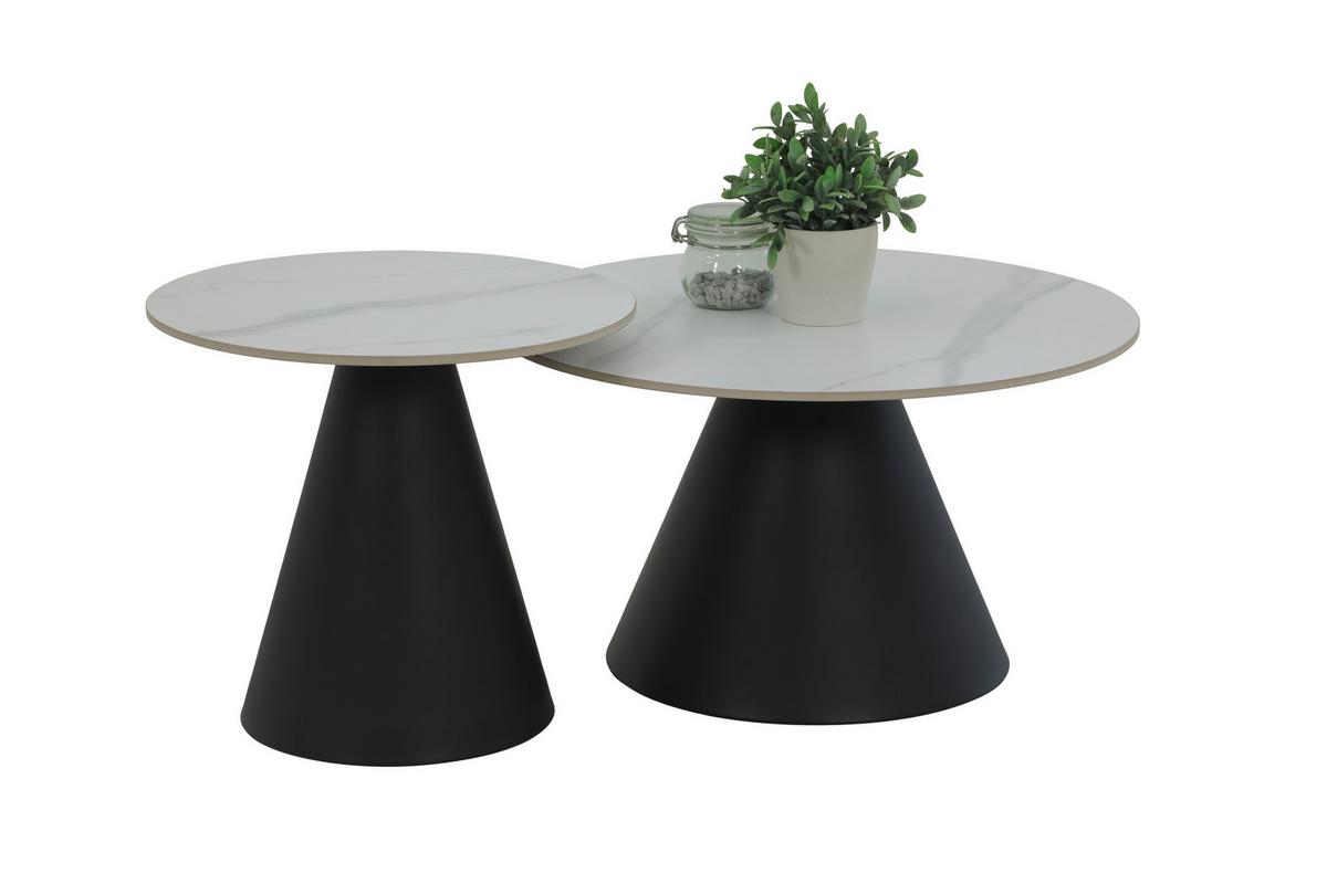 Couchtischset Dustin Schwarz, Weiß D:70/50 - Schwarz/Weiß, Design, Stein/Metall (70/50/40/46/70/50cm) - Livetastic