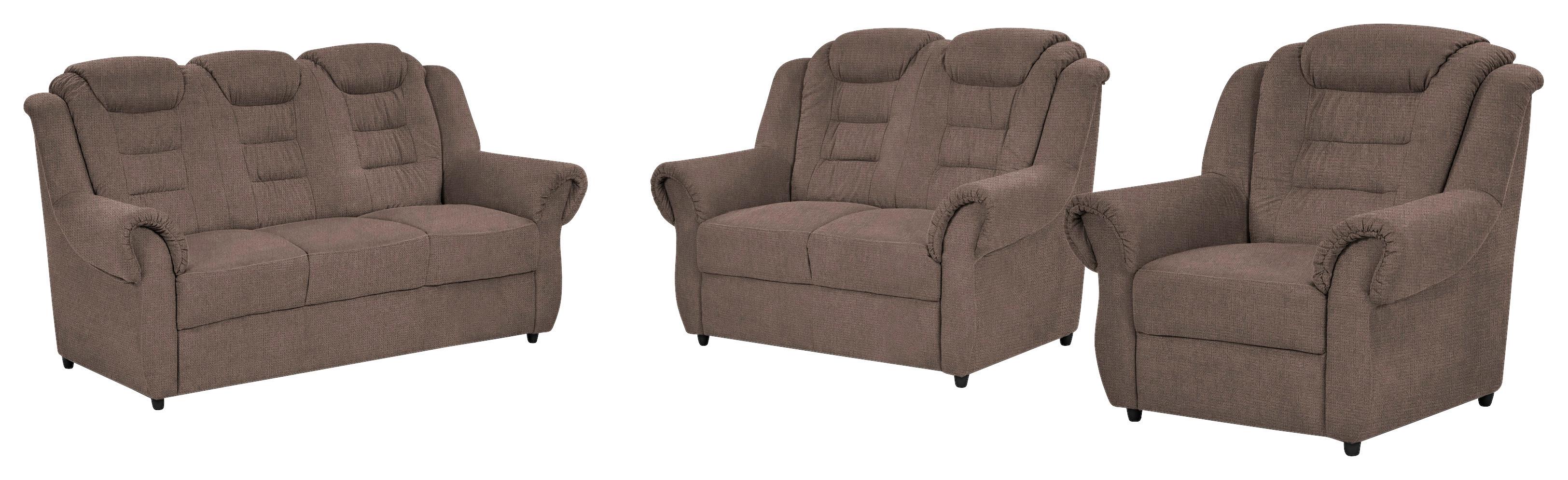 Sitzgarnitur 3--Teilig. Boston Taupe Chenille - Taupe/Schwarz, KONVENTIONELL, Textil - Livetastic
