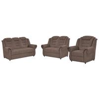 Sitzgarnitur 3--Teilig. Boston Taupe Chenille - Taupe/Schwarz, KONVENTIONELL, Textil - Livetastic