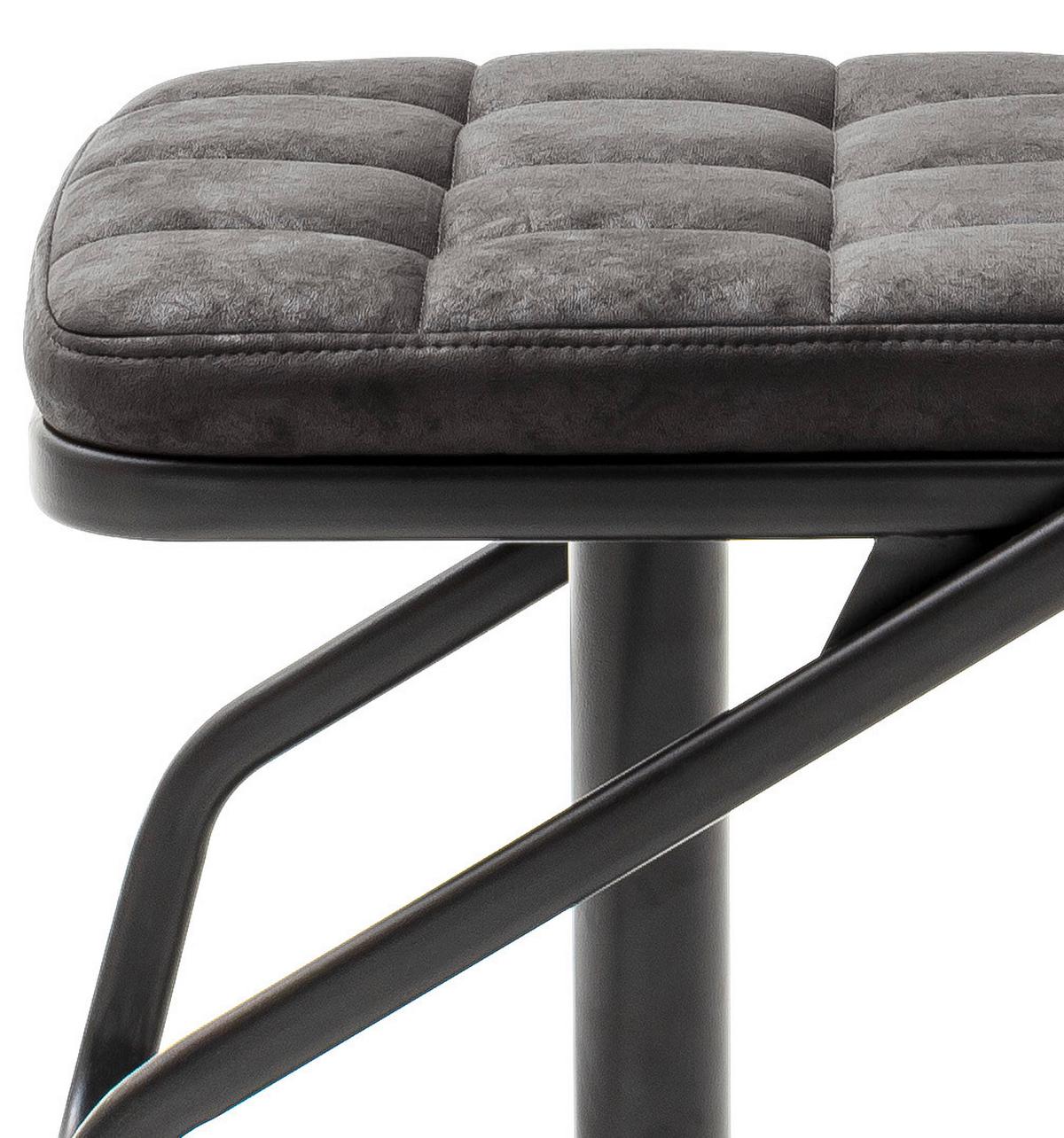 Barhocker Dundee höhenverstellbar Lederlook - Anthrazit/Schwarz, MODERN, Textil/Metall (42/80/50cm) - MID.YOU