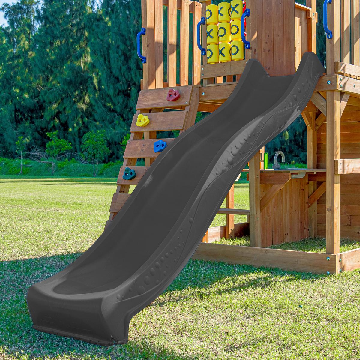 Spielturm mit Rutsche Grau - Anthrazit/Braun, Basics, Holz/Kunststoff (435/410/305cm) - Ambia Garden