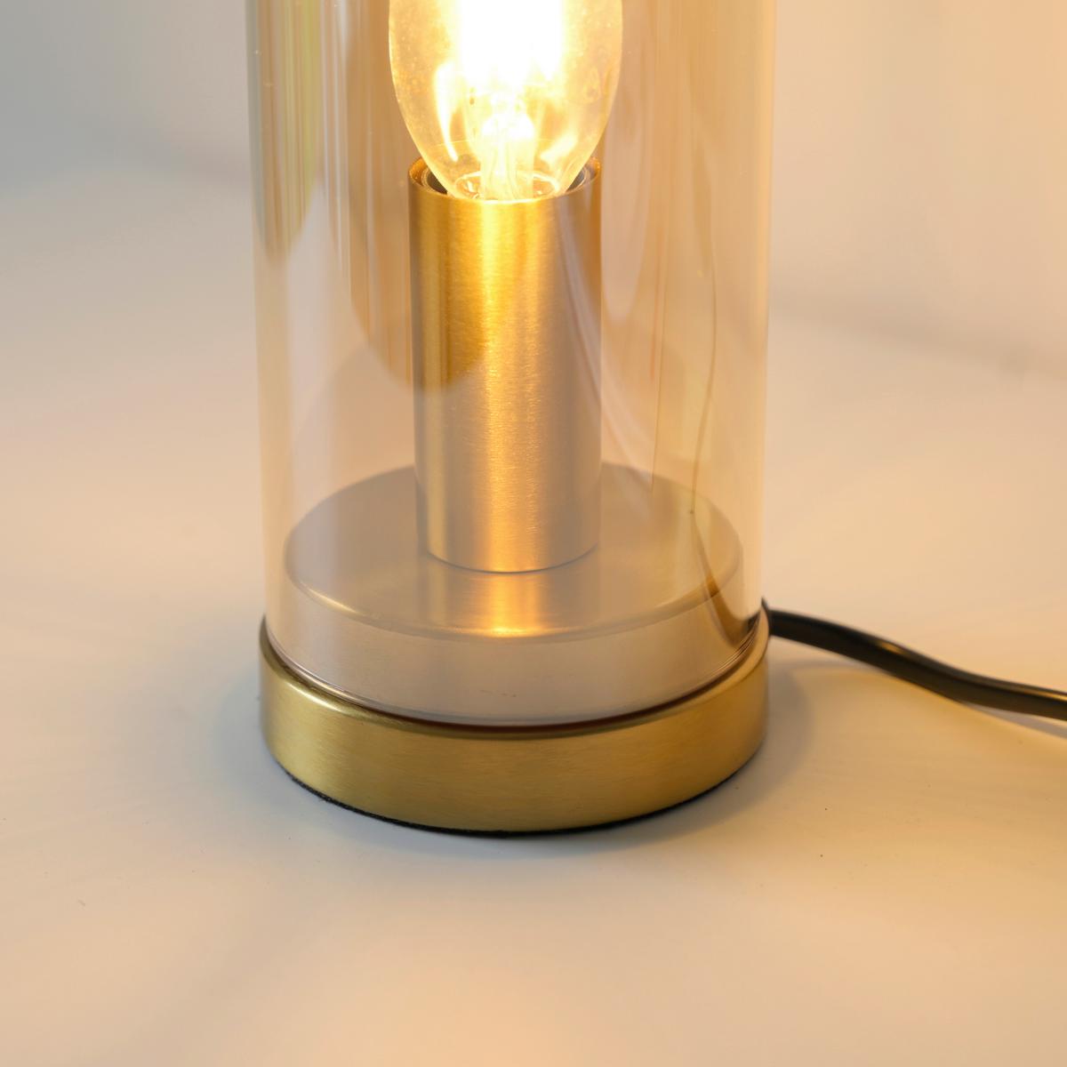 Tischleuchte, E14 14006-27 - Beige, Design, Glas/Kunststoff (8,5/8,5/34cm)