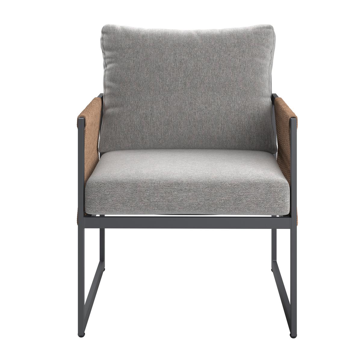 Loungegarnitur Lyon - Dunkelgrau/Beige, MODERN, Glas/Kunststoff (244,50/187cm) - Beldano